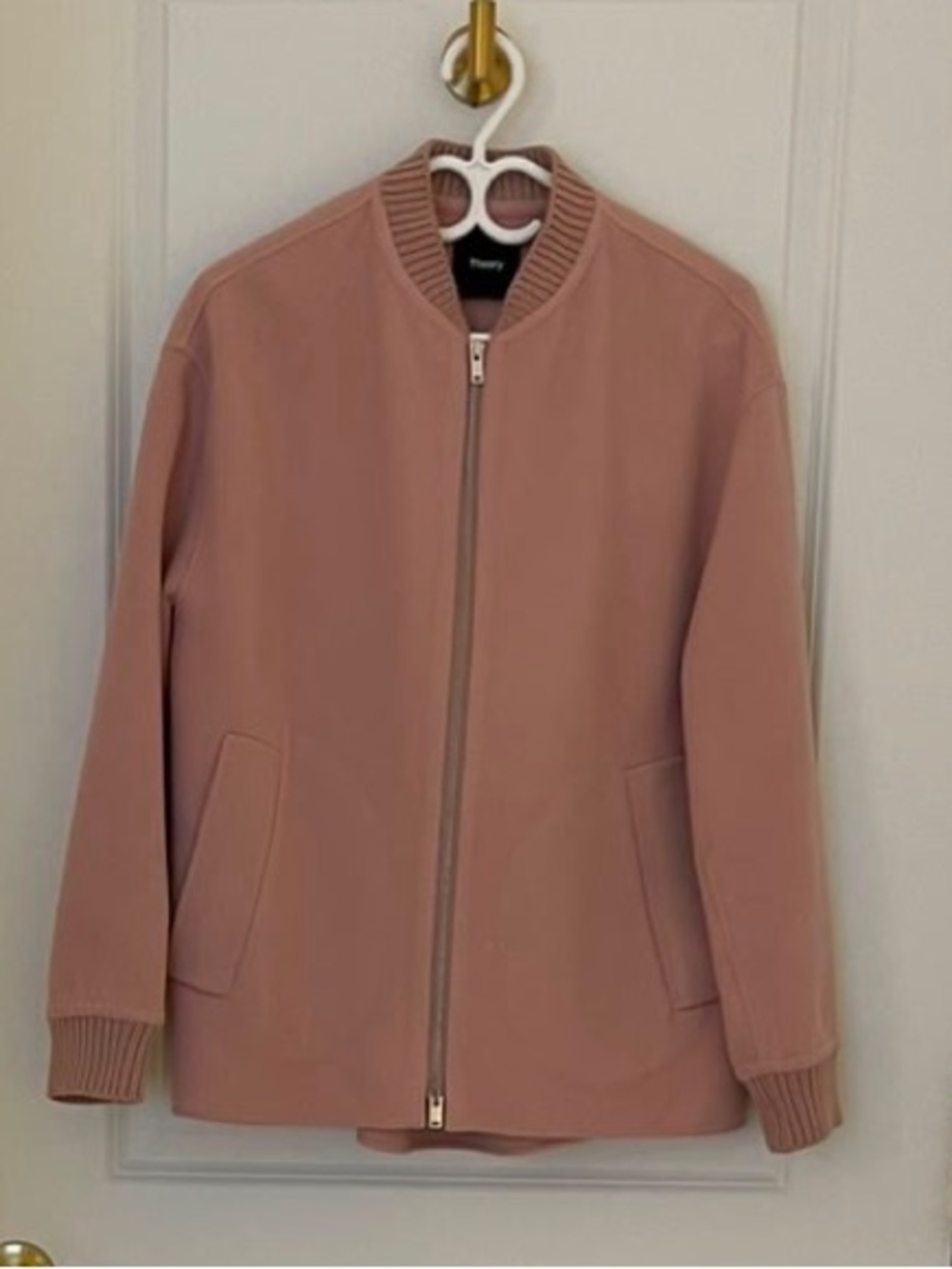 Theory Dusty Rose Zip-Front Bomber Jacket